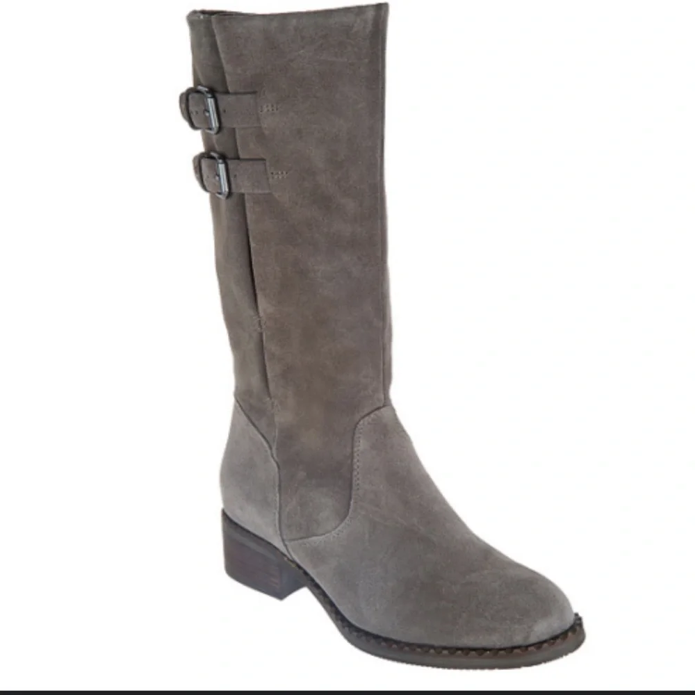 Gentle Souls Suede Mid Calf Boots - Brian Concrete Suede Gray Women's. - Picture 6 of 11